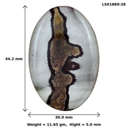Coffee Bean Jasper 44.2x30x5 mm Oval Gemstone LS01889-28