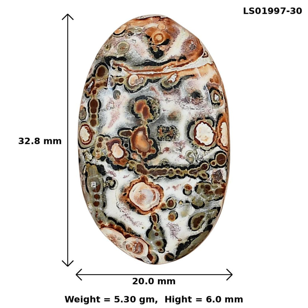 Leopard Skin Jasper 32.8x20x6 mm Oval Gemstone LS01997-30