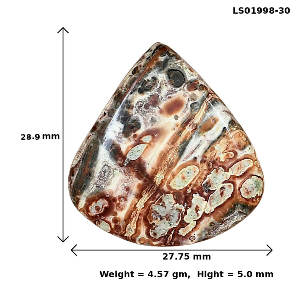Leopard Skin Jasper 28.9x27.75x5 mm Pear Gemstone LS01998-30