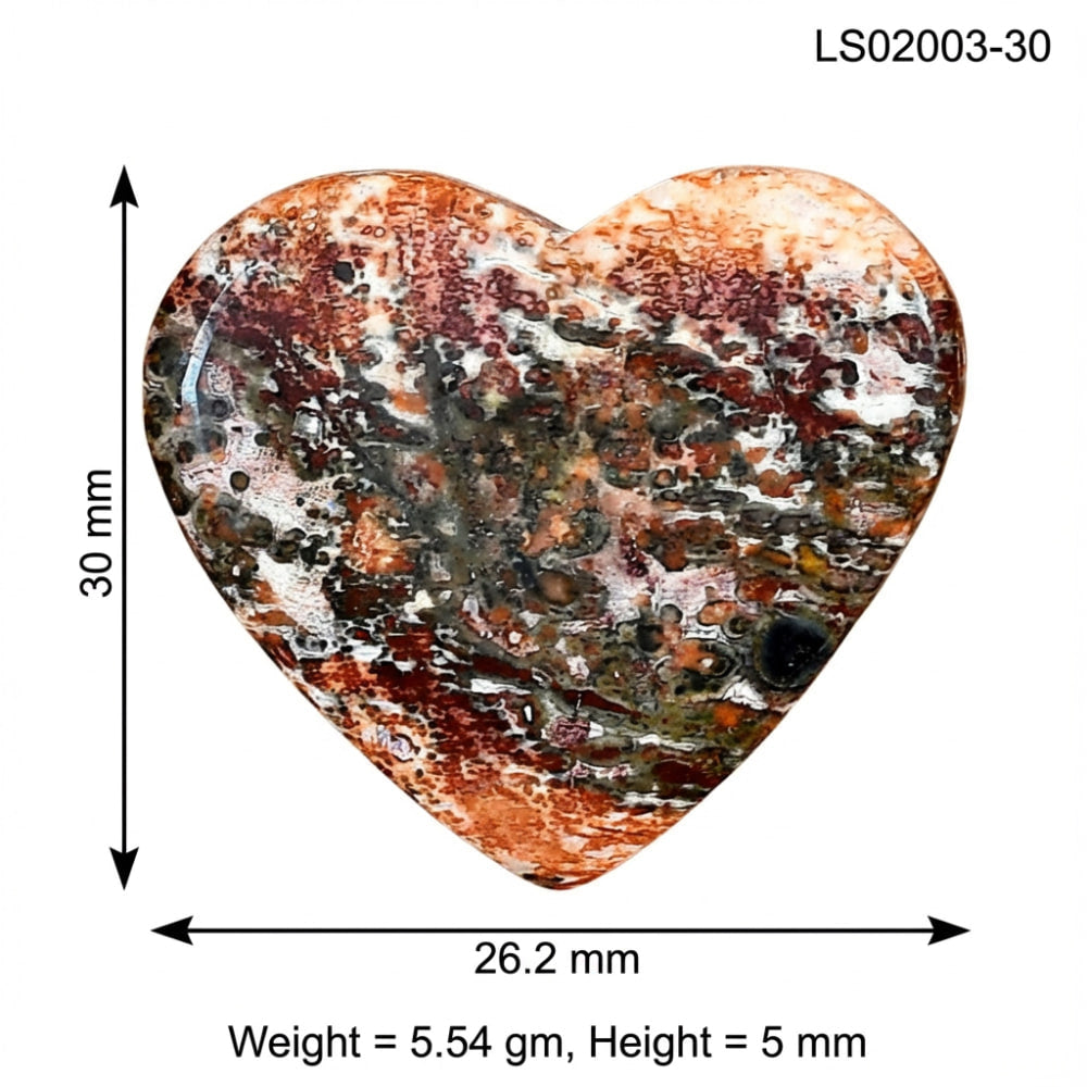 Leopard Skin Jasper 30x26.2x5 mm Heart Gemstone LS02003-30