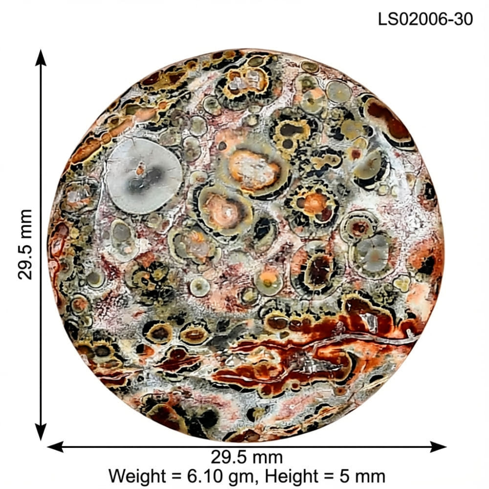 Leopard Skin Jasper 29.5x29.5x5 mm Round Gemstone LS02006-30