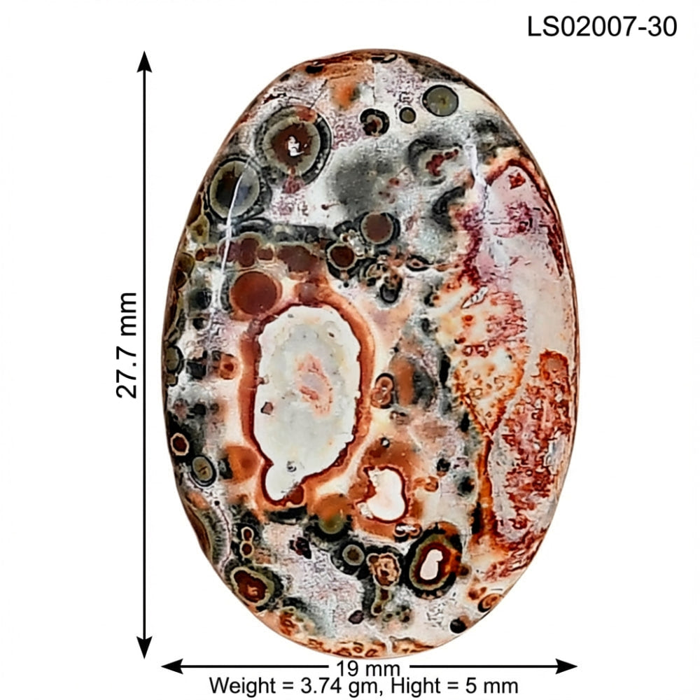 Leopard Skin Jasper 27.7x19x5 mm Oval Gemstone LS02007-30