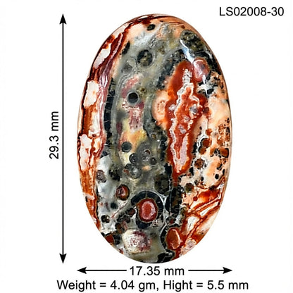 Leopard Skin Jasper 29.3x17.35x5.5 mm Oval Gemstone LS02008-30