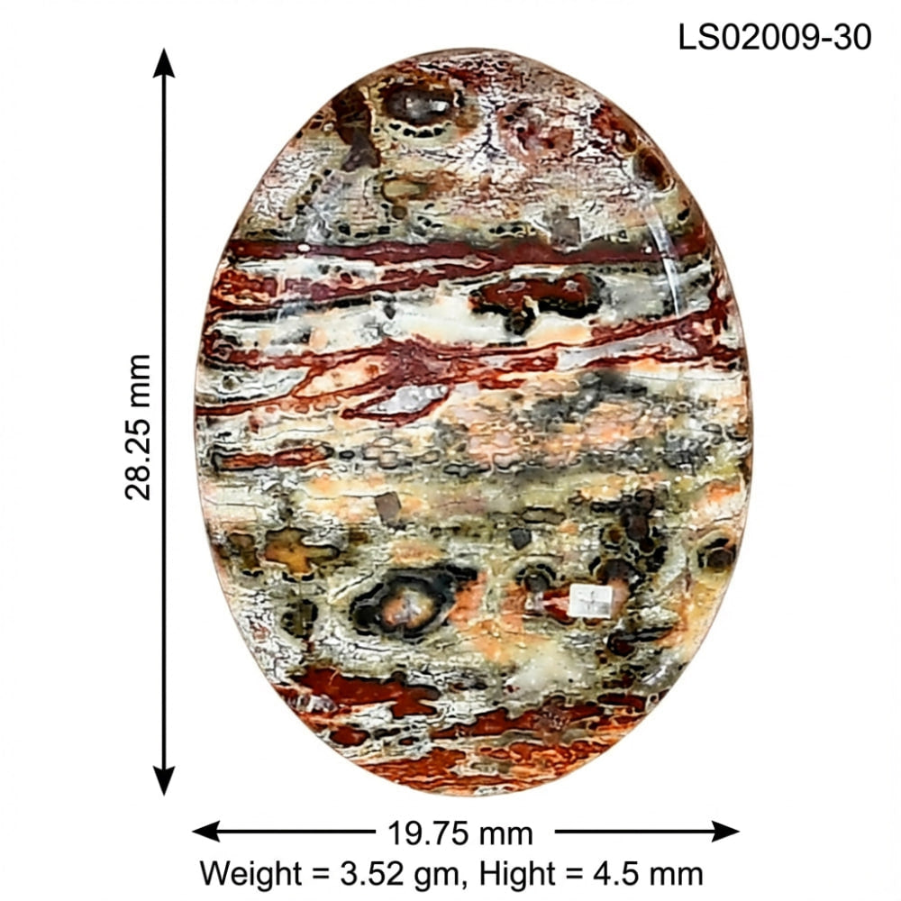 Leopard Skin Jasper 28.25x19.75x4.5 mm Oval Gemstone LS02009-30