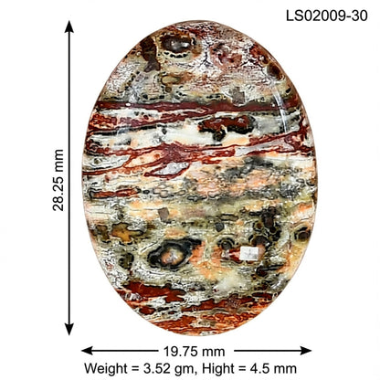 Leopard Skin Jasper 28.25x19.75x4.5 mm Oval Gemstone LS02009-30