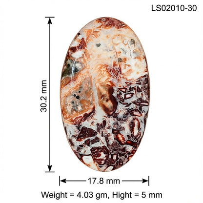 Leopard Skin Jasper 30.2x17.8x5 mm Oval Gemstone LS02010-30
