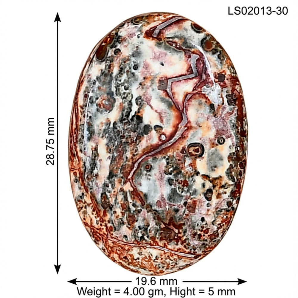 Leopard Skin Jasper 28.75x19.6x5 mm Oval Gemstone LS02013-30