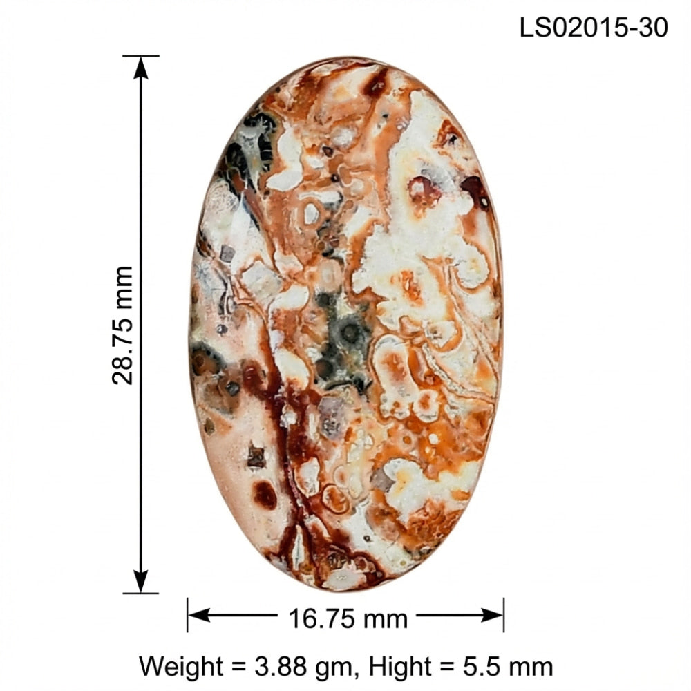 Leopard Skin Jasper 28.75x16.75x5.5 mm Oval Gemstone LS02015-30