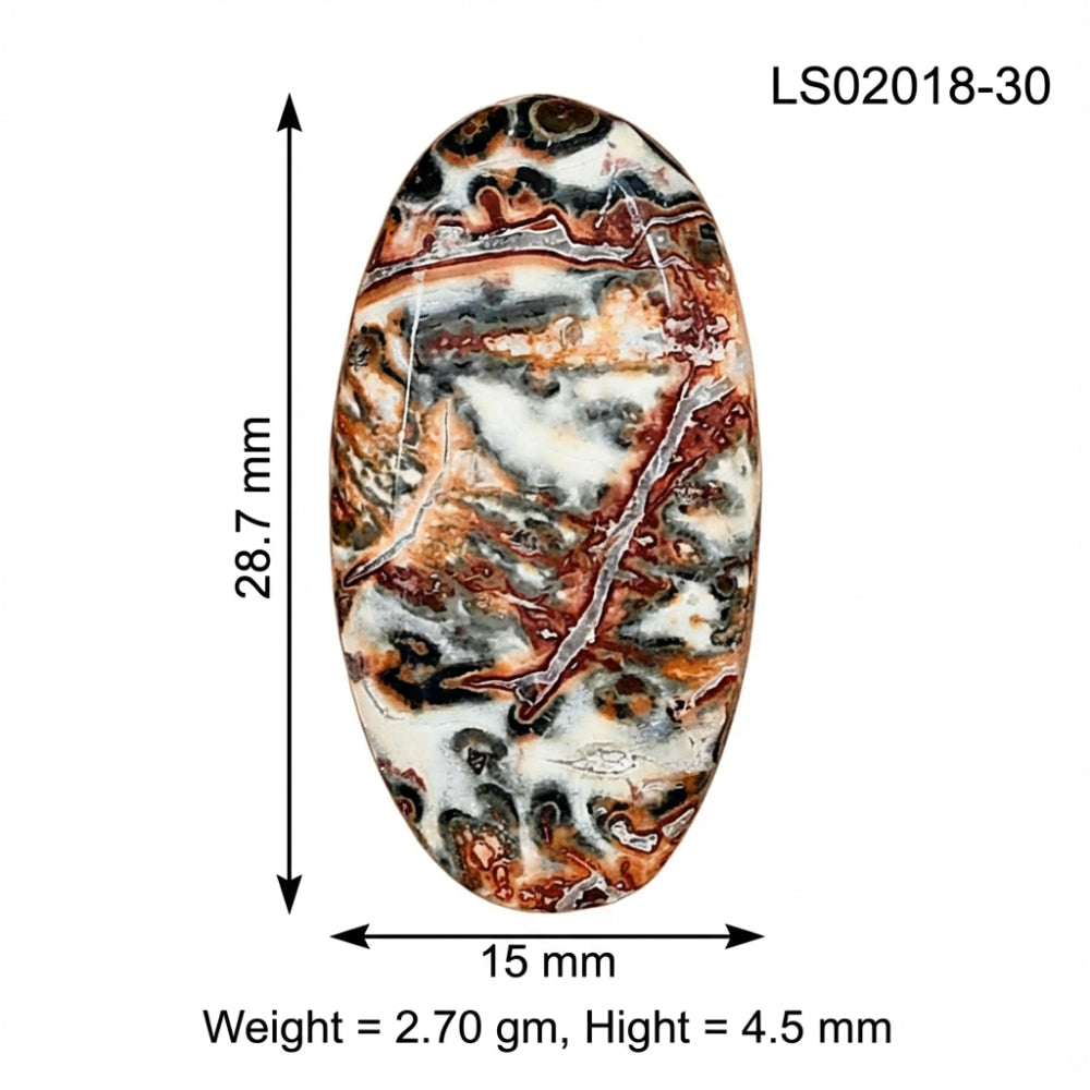 Leopard Skin Jasper 28.7x15x4.5 mm Oval Gemstone LS02018-30