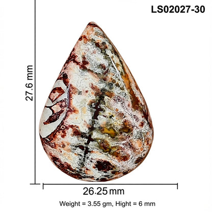 Leopard Skin Jasper 27.6x19.25x6 mm Pear Gemstone LS02027-30