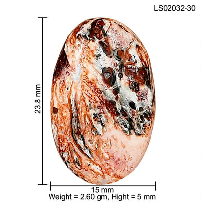 Leopard Skin Jasper 23.8x15x5 mm Oval Gemstone LS02032-30