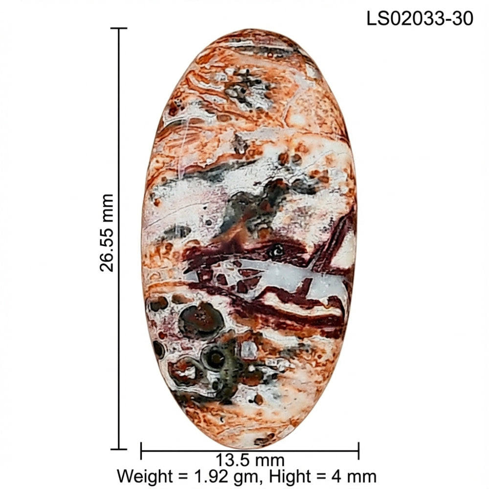 Leopard Skin Jasper 26.55x13.5x4 mm Oval Gemstone LS02033-30