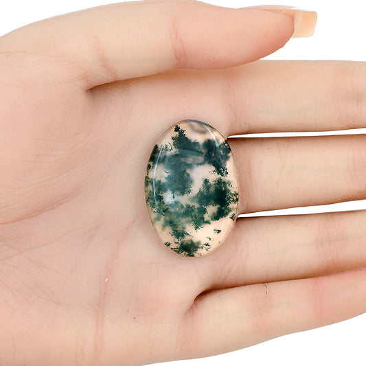 Green Moss Agate 33.6x23x4.7 mm Oval Gemstone LS02035-31