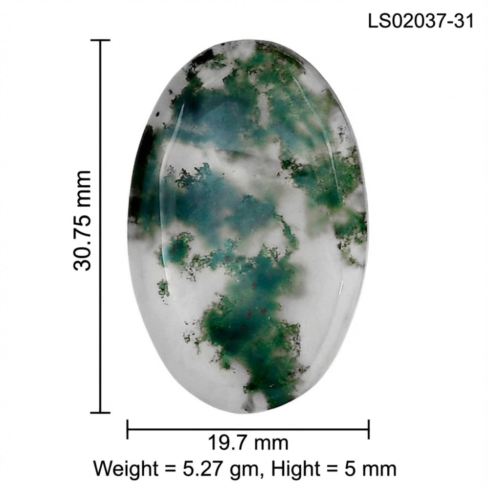 Green Moss Agate 30.75x19.7x5 mm Oval Gemstone LS02037-31