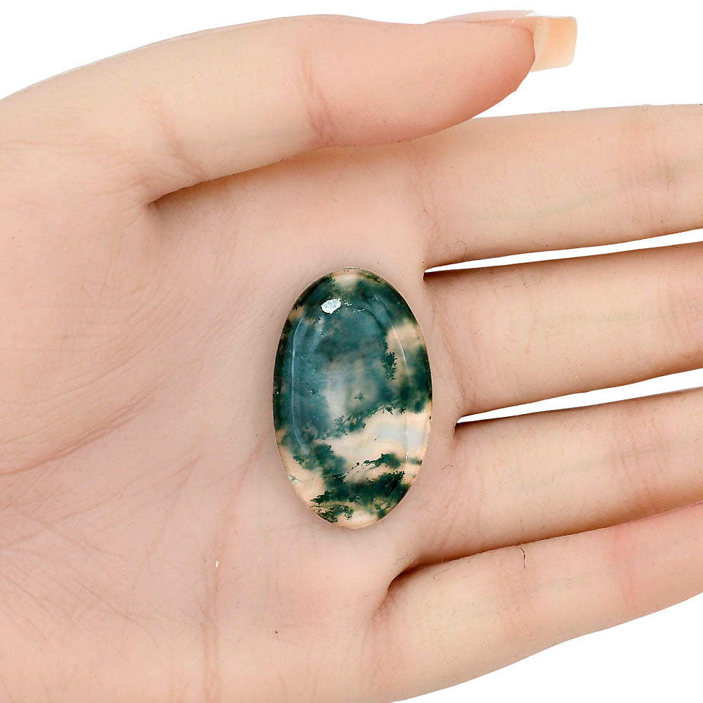 Green Moss Agate 33x20.3x5 mm Oval Gemstone LS02038-31