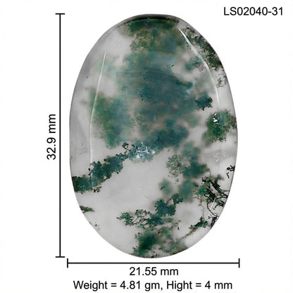 Green Moss Agate 32.9x21.55x4 mm Oval Gemstone LS02040-31