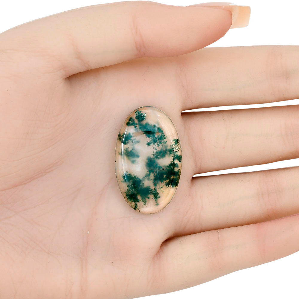 Green Moss Agate 32.35x20x4 mm Oval Gemstone LS02041-31