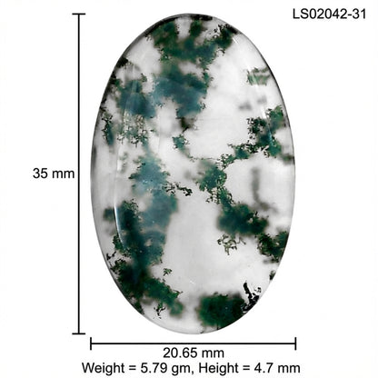 Green Moss Agate 35x20.65x4.7 mm Oval Gemstone LS02042-31
