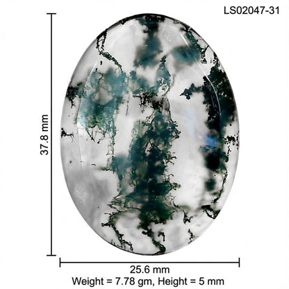 Green Moss Agate 37.8x25.6x5 mm Oval Gemstone LS02047-31