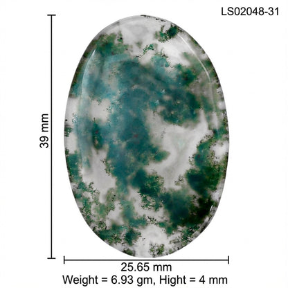 Green Moss Agate 39x25.65x4 mm Oval Gemstone LS02048-31