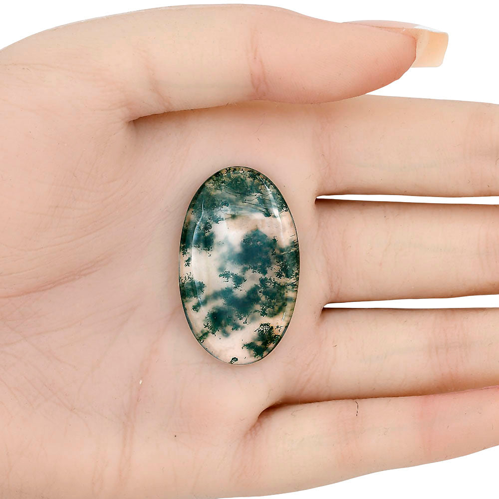 Green Moss Agate 35.5x21.7x4.5 mm Oval Gemstone LS02050-31
