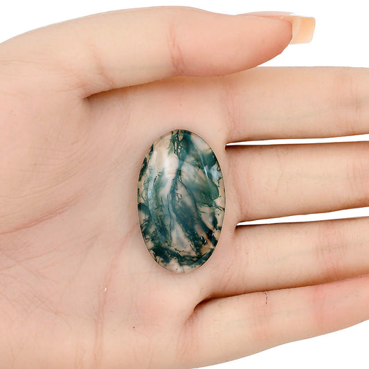Green Moss Agate 34.9x21.3x5 mm Oval Gemstone LS02051-31