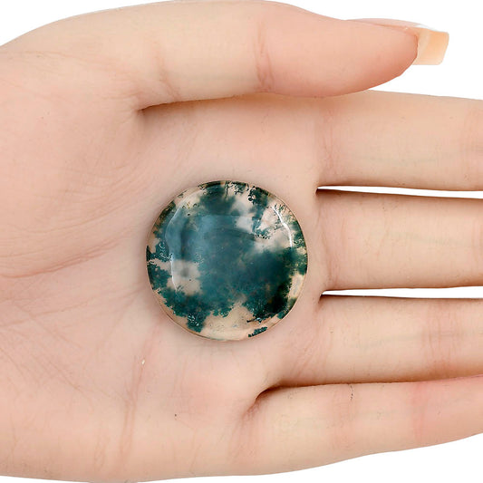 Green Moss Agate 29.7x29.7x5 mm Round Gemstone LS02052-31