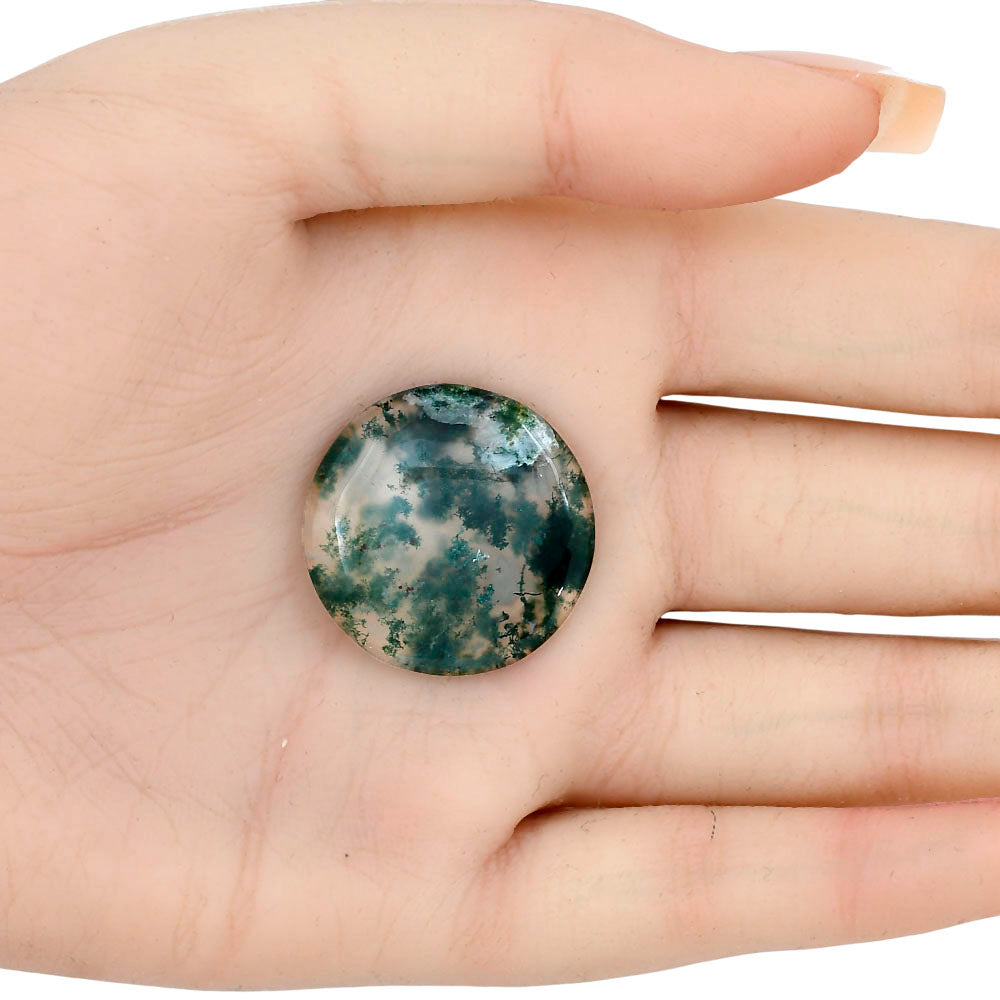 Green Moss Agate 26.2x26.2x4.5 mm Round Gemstone LS02055-31
