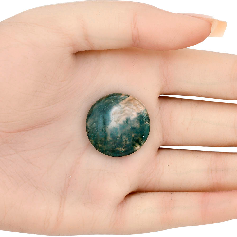 Green Moss Agate 24.2x24.2x5 mm Round Gemstone LS02056-31