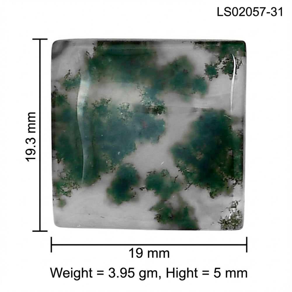 Green Moss Agate 19.3x19x5 mm Baguette Gemstone LS02057-31