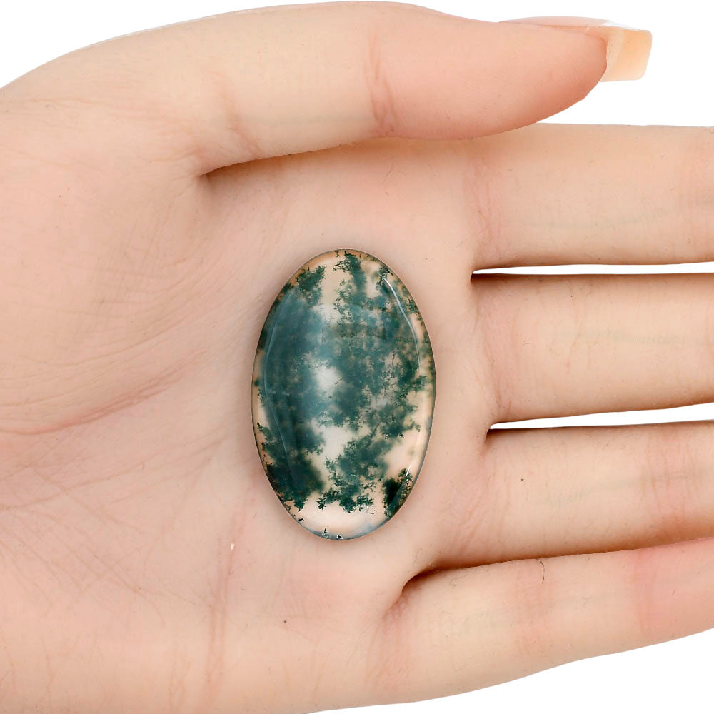 Green Moss Agate 36.45x23.1x4.5 mm Oval Gemstone LS02058-31