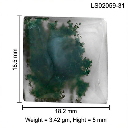 Green Moss Agate 18.5x18.2x5 mm Baguette Gemstone LS02059-31