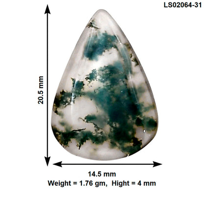 Green Moss Agate 20.5x14.5x4 mm Pear Gemstone LS02064-31