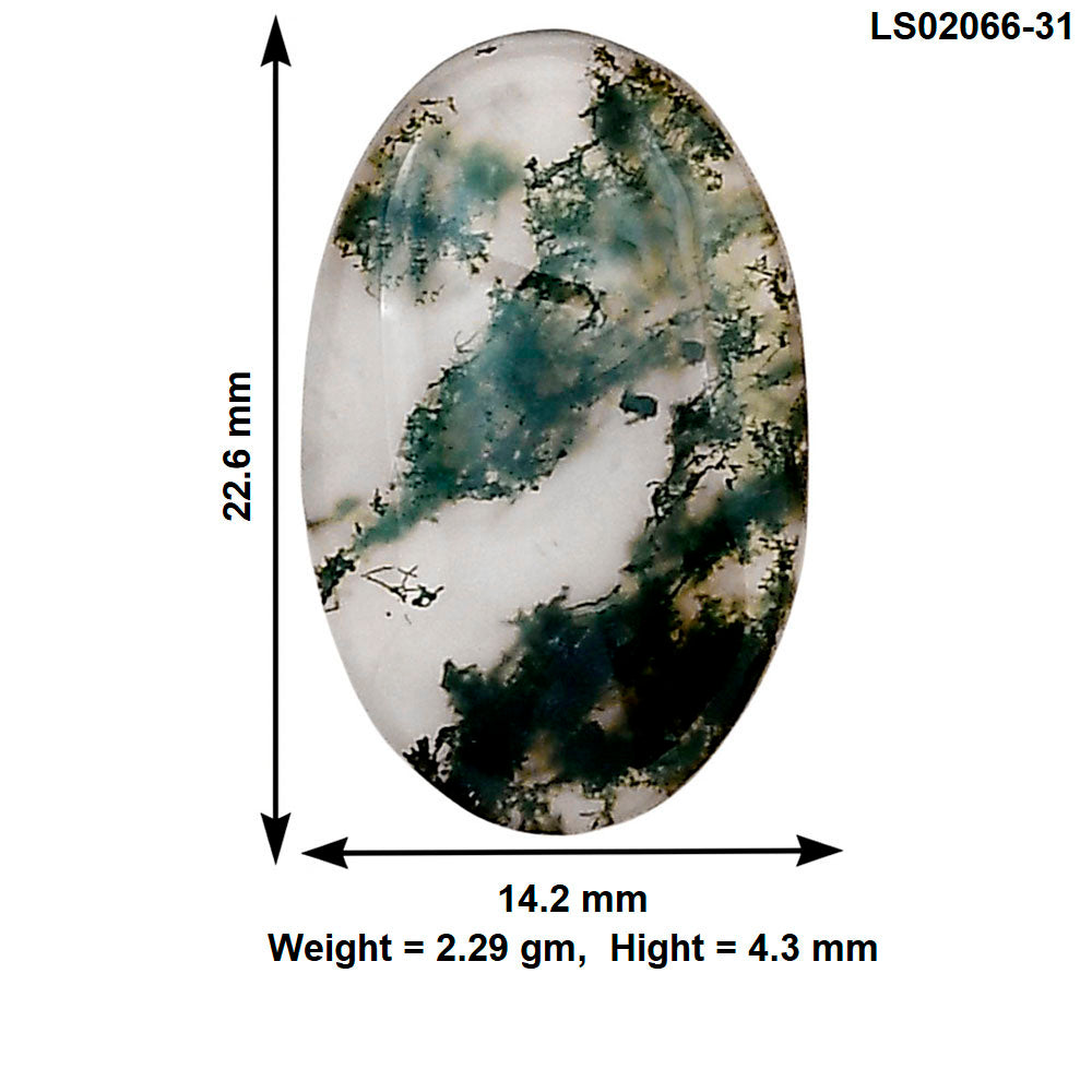 Green Moss Agate 22.6x14.2x4.3 mm Oval Gemstone LS02066-31
