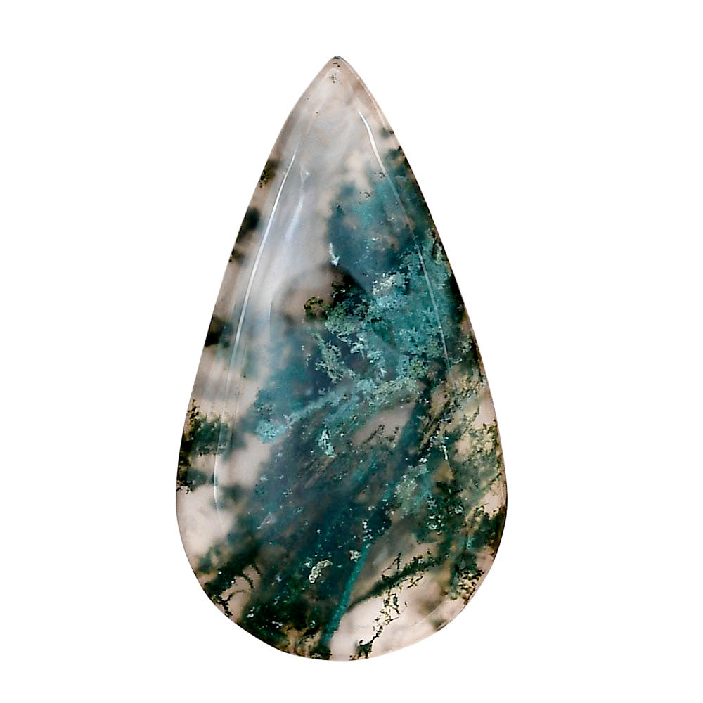Green Moss Agate 40.65x22.2x4.5 mm Pear Gemstone LS02067-31