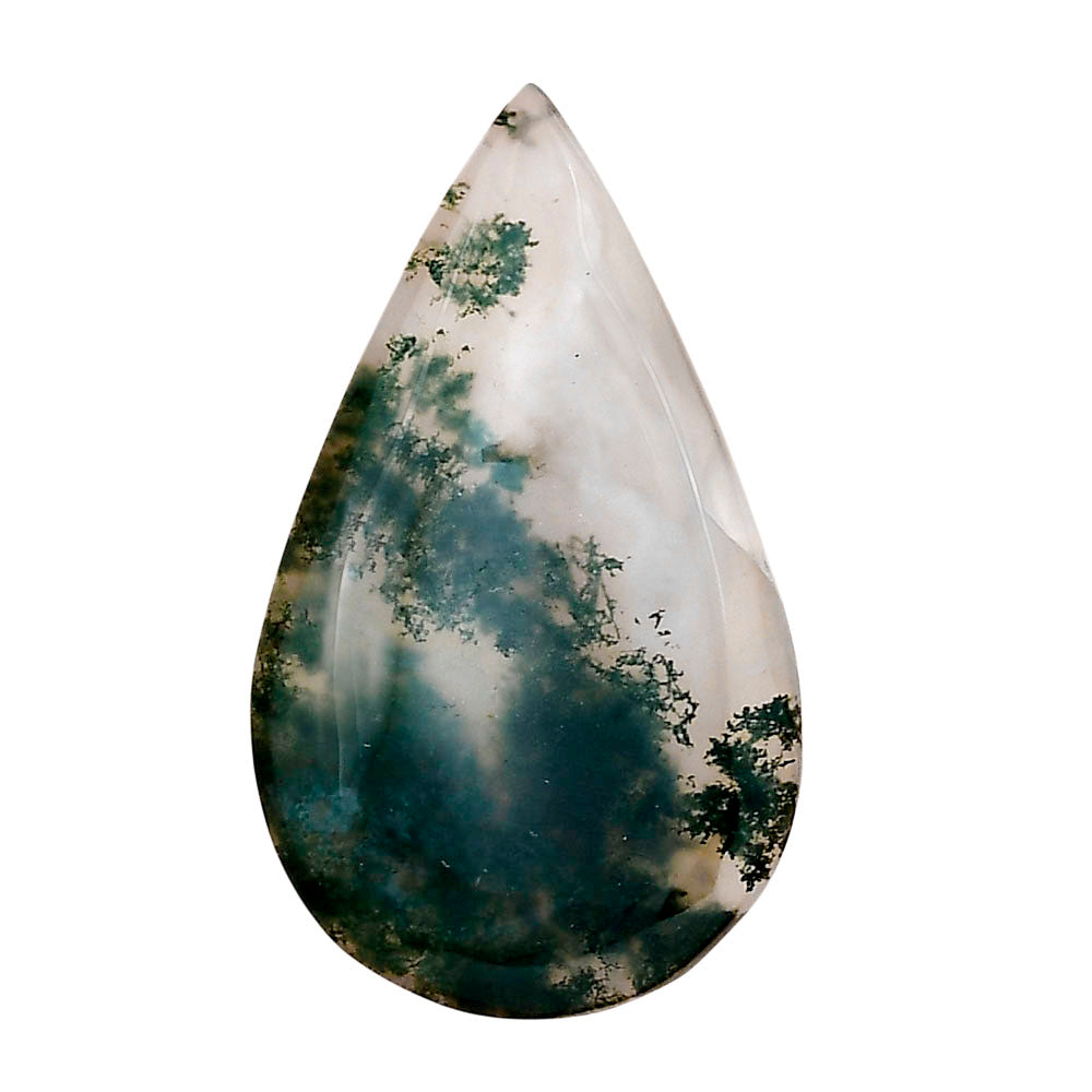 Green Moss Agate 37x21.8x5 mm Pear Gemstone LS02068-31