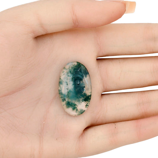 Green Moss Agate 29.8x18.4x4.8 mm Oval Gemstone LS02073-31