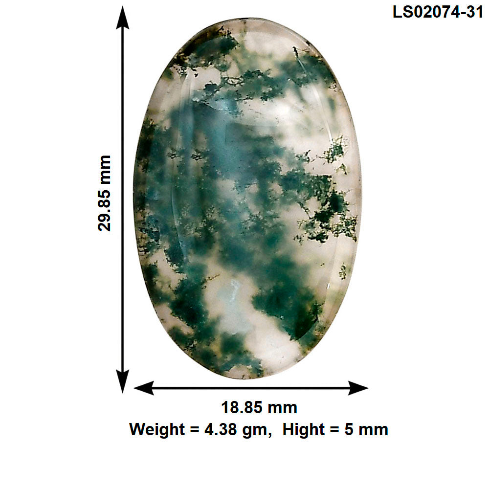 Green Moss Agate 29.85x18.85x5 mm Oval Gemstone LS02074-31