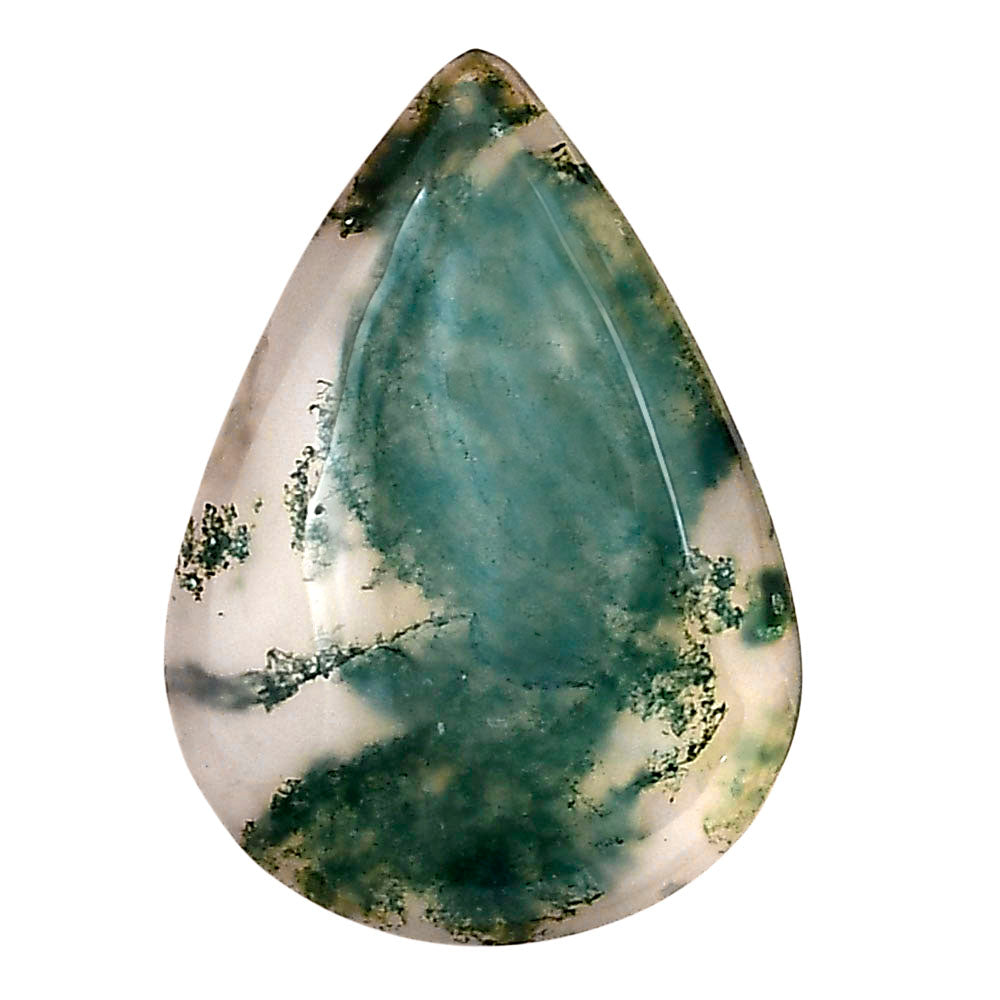 Green Moss Agate 28.8x20.4x5 mm Pear Gemstone LS02077-31