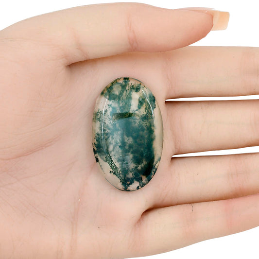 Green Moss Agate 39.5x24.75x5.3 mm Oval Gemstone LS02078-31