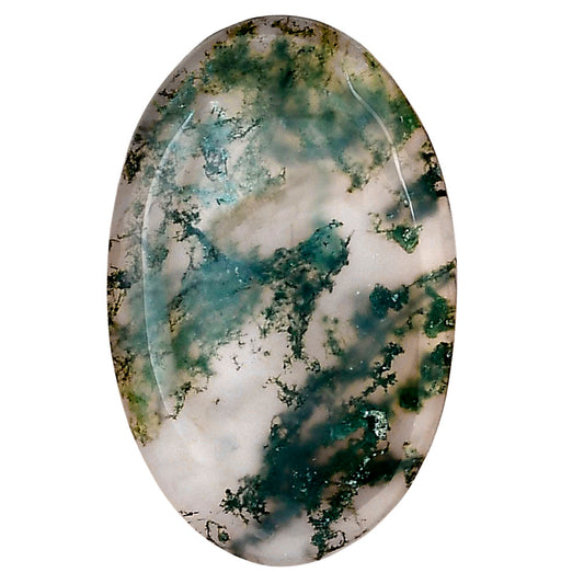 Green Moss Agate 34.7x22x5 mm Oval Gemstone LS02079-31