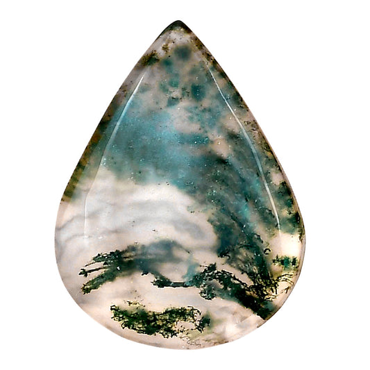 Green Moss Agate 30.3x23.1x4.5 mm Pear Gemstone LS02080-31