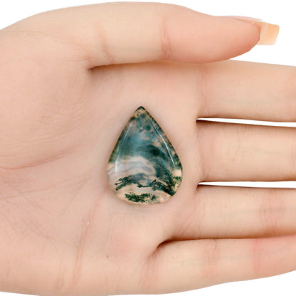 Green Moss Agate 30.3x23.1x4.5 mm Pear Gemstone LS02080-31