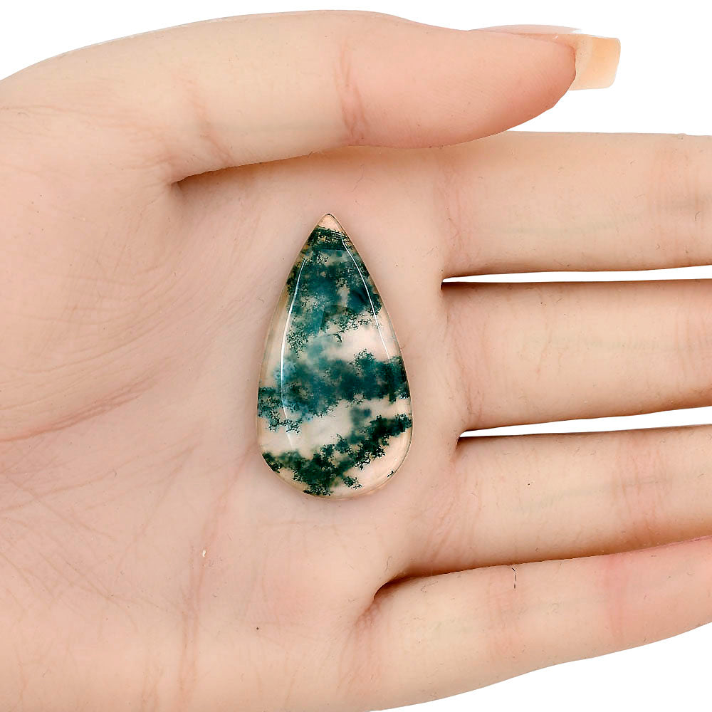 Green Moss Agate 35.9x19.6x4 mm Pear Gemstone LS02082-31
