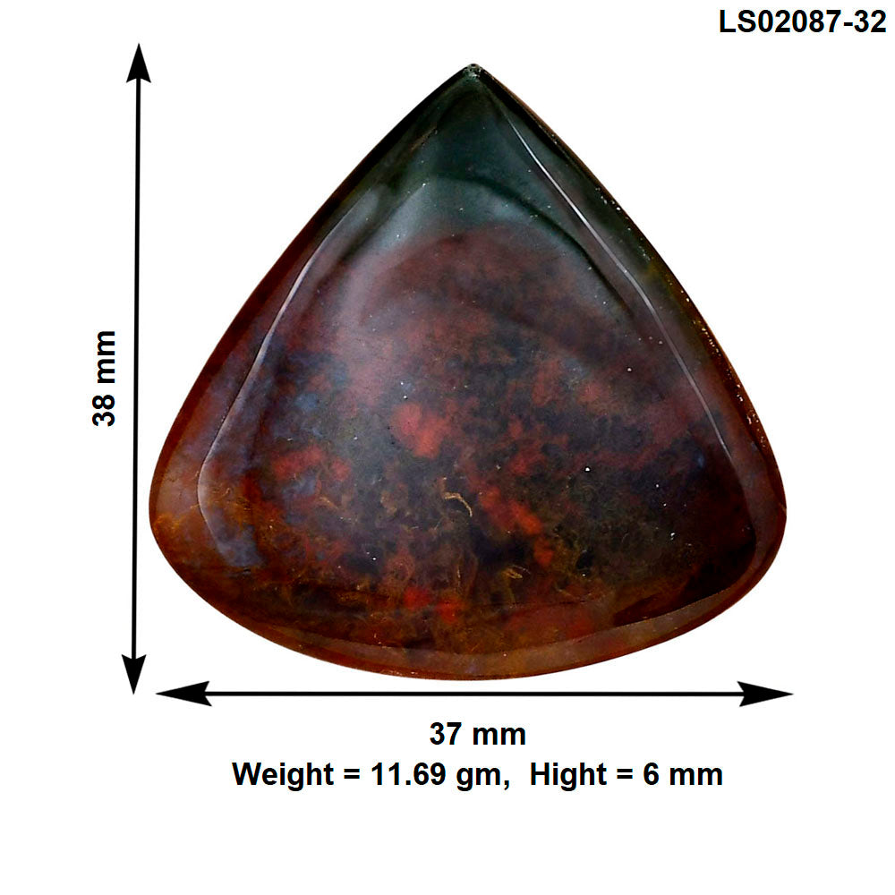 Blood Stone 38x37x6 mm Heart Gemstone LS02087-32