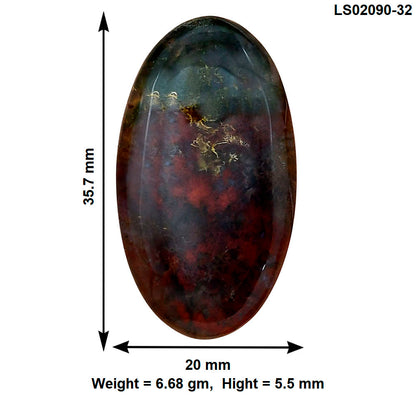Blood Stone 35.7x20x5.5 mm Oval Gemstone LS02090-32