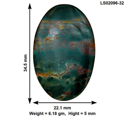 Blood Stone 34.5x22.1x5 mm Oval Gemstone LS02096-32
