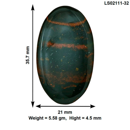 Blood Stone 35.7x21x4.5 mm Oval Gemstone LS02111-32