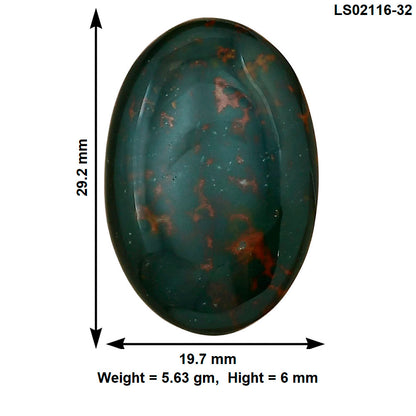Blood Stone 29.2x19.7x6 mm Oval Gemstone LS02116-32