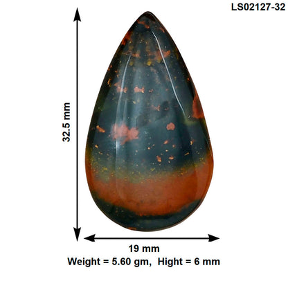 Blood Stone 32.5x19x6 mm Pear Gemstone LS02127-32